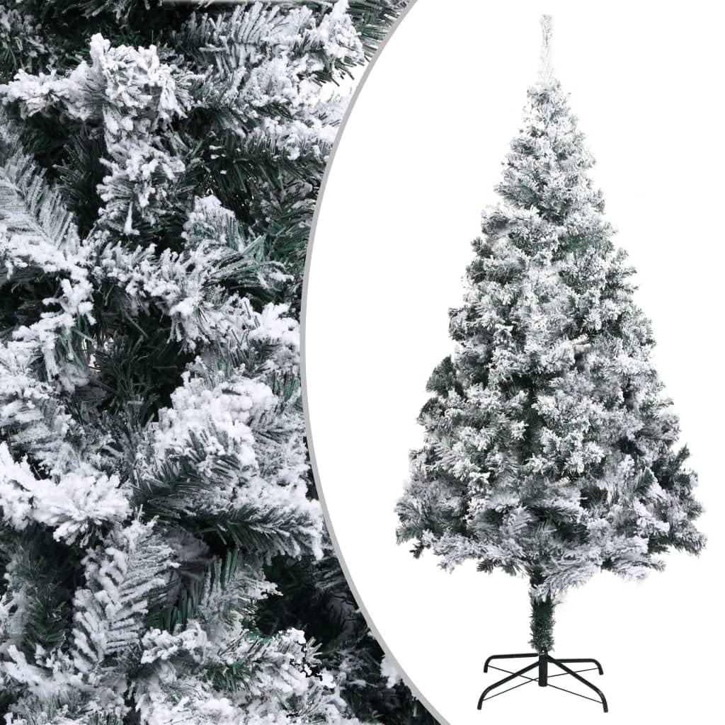 Künstlicher Weihnachtsbaum mit Schnee, Grün 210 cm, PVC-Material, 1210 Spitzen, Stabiler Metallständer, für Innen- & geschützten Außenbereich, Festliche Weihnachtsdeko