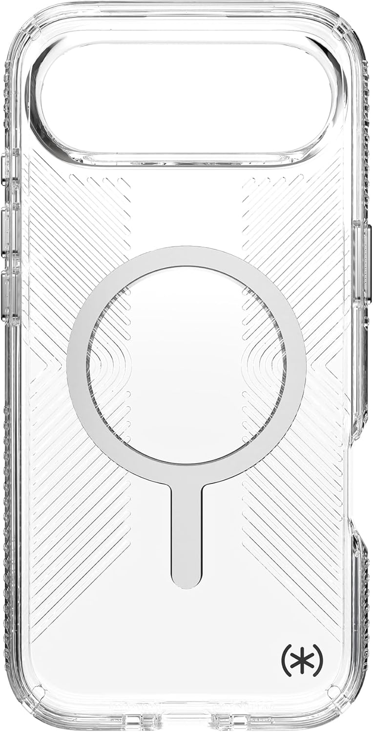 Speck Presidio Perfect Clear Grip for iPhone 17 Air Case, MagSafe-Compatible, Slim Protective Case, Clear/Clear/Silver