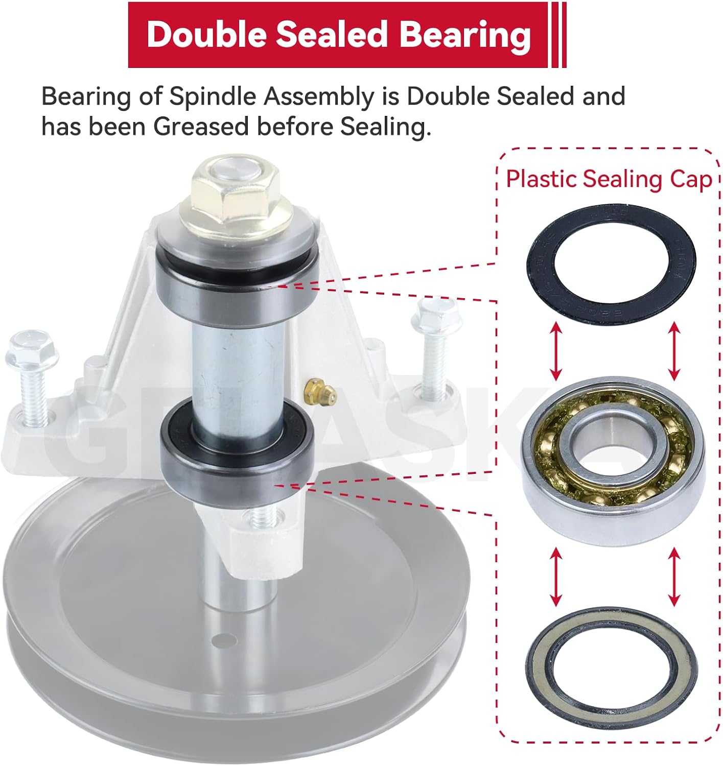 GELASKA 2 Pack 918-06991 Spindle with 490-900-M061 Deck Wash Kit 756-05034A Pulley 954-04060C Belt Replace 618-06991 for Craftsman T1000 T1100 T1200 T1300 T1400 T1800 T2100 T110 T130 T105 Mowers