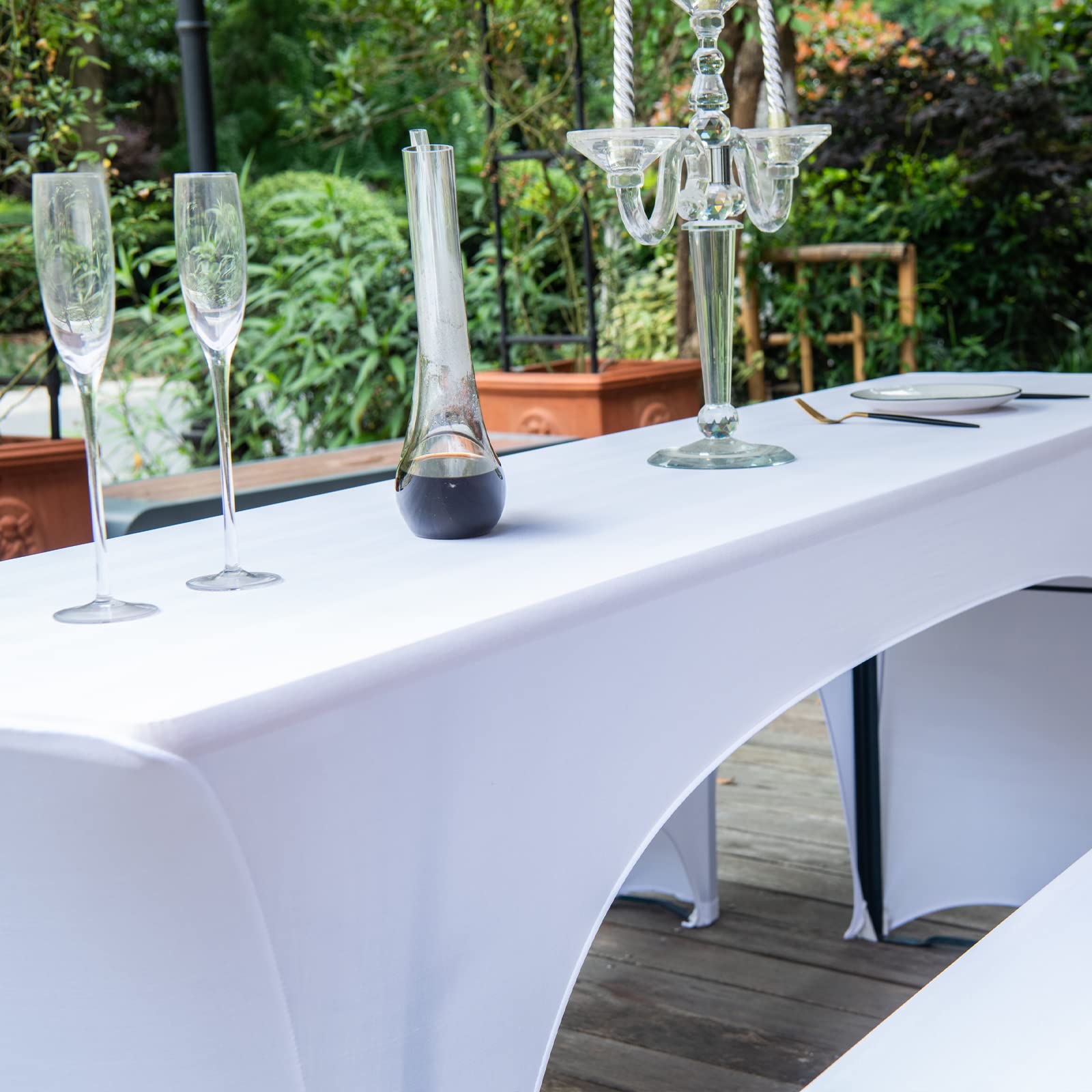 EBETA E Lot de 3 housse élastiques pour table à bière et nappe, largeur 70 cm, housses extensibles pour ensembles de chapiteau, bancs de bière blancs (70 cm)