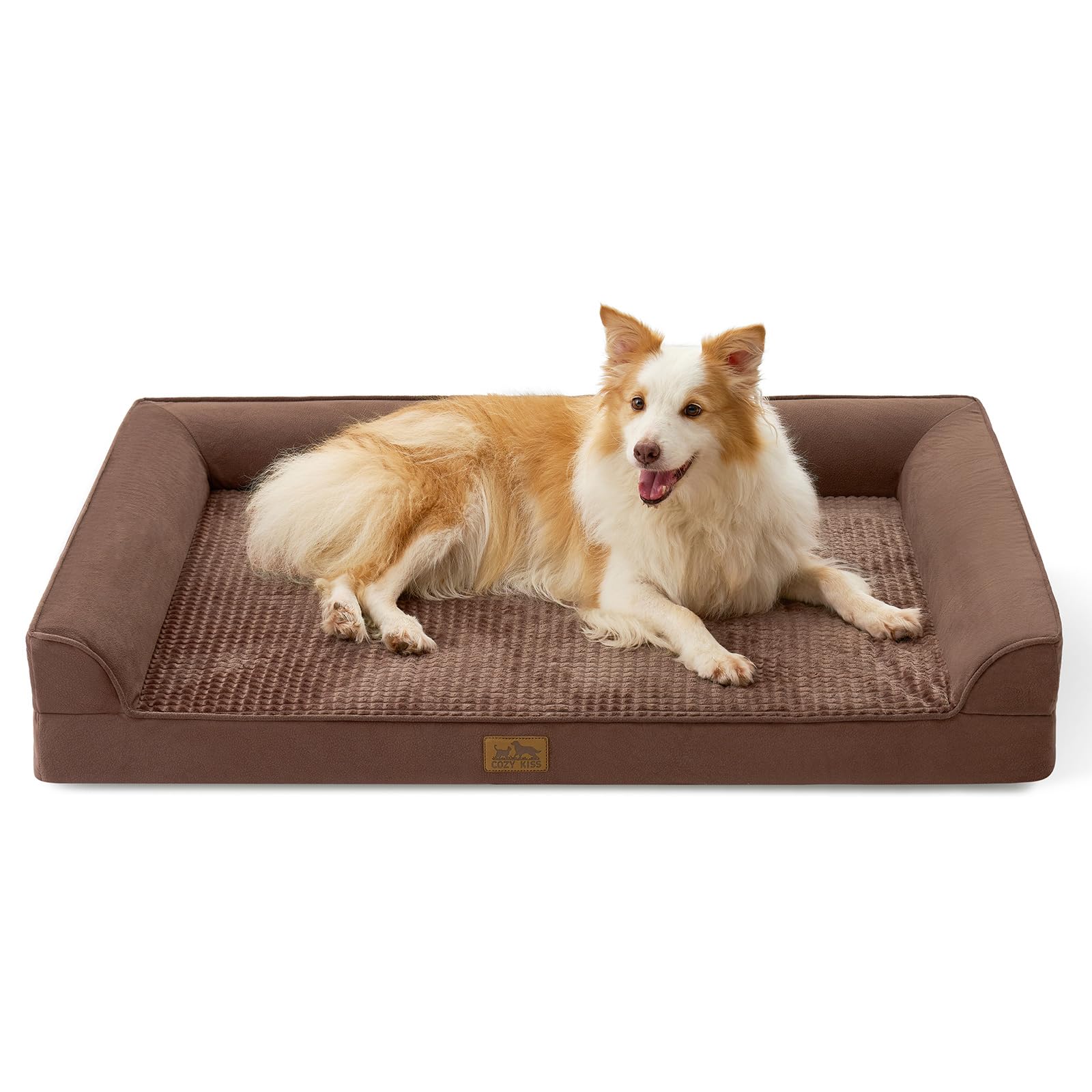 COZY KISS Orthopädisches Hundebett für große Hunde, waschbares Hundesofa, groß, (Braun, XL(44 * 32 * 7inch)-U)