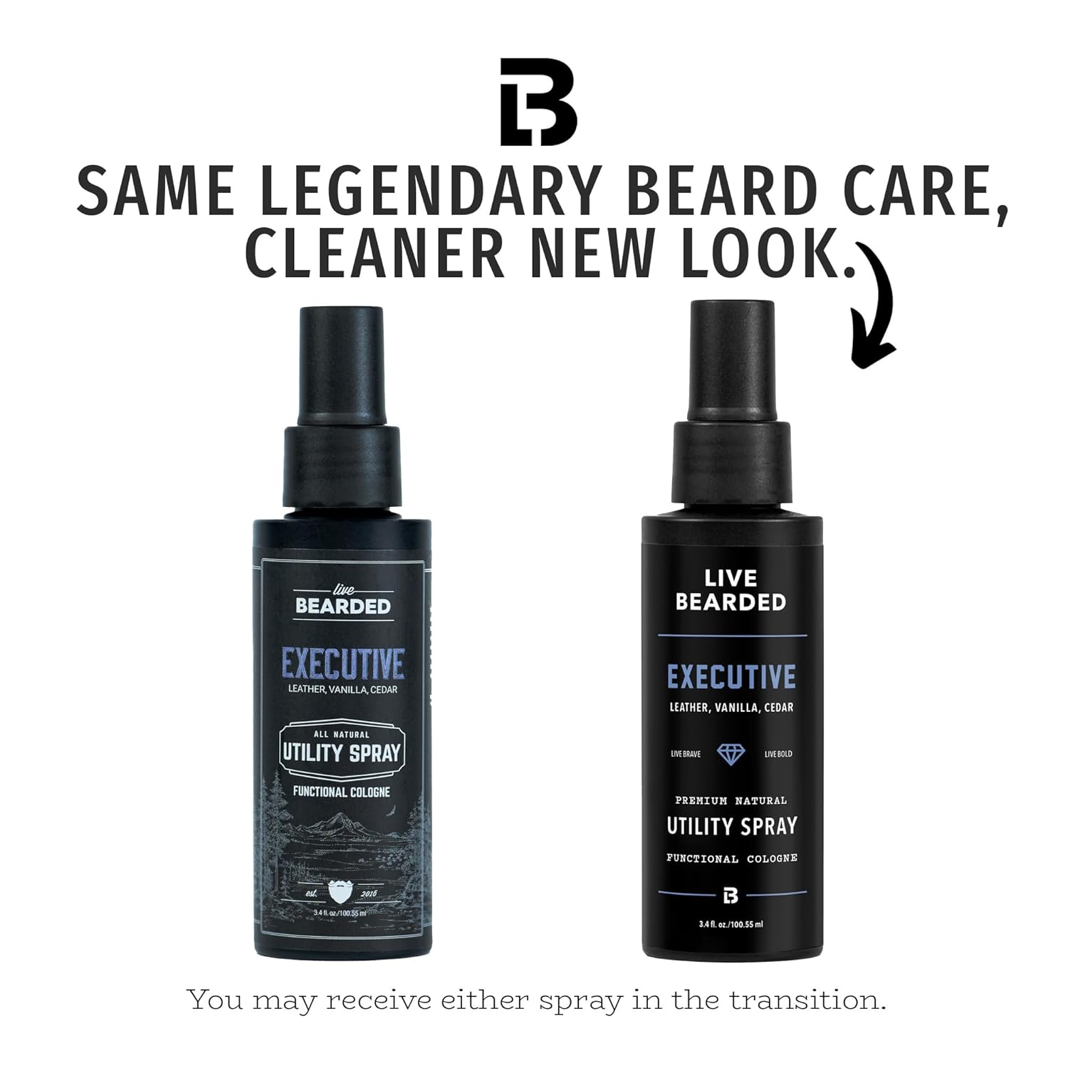 Live Bearded Utility Spray - All Purpose Cologne with Natural Fragrance - Made in the USA - 3.4 fl oz Bottle | Executive Scent - Cedar, Vanilla