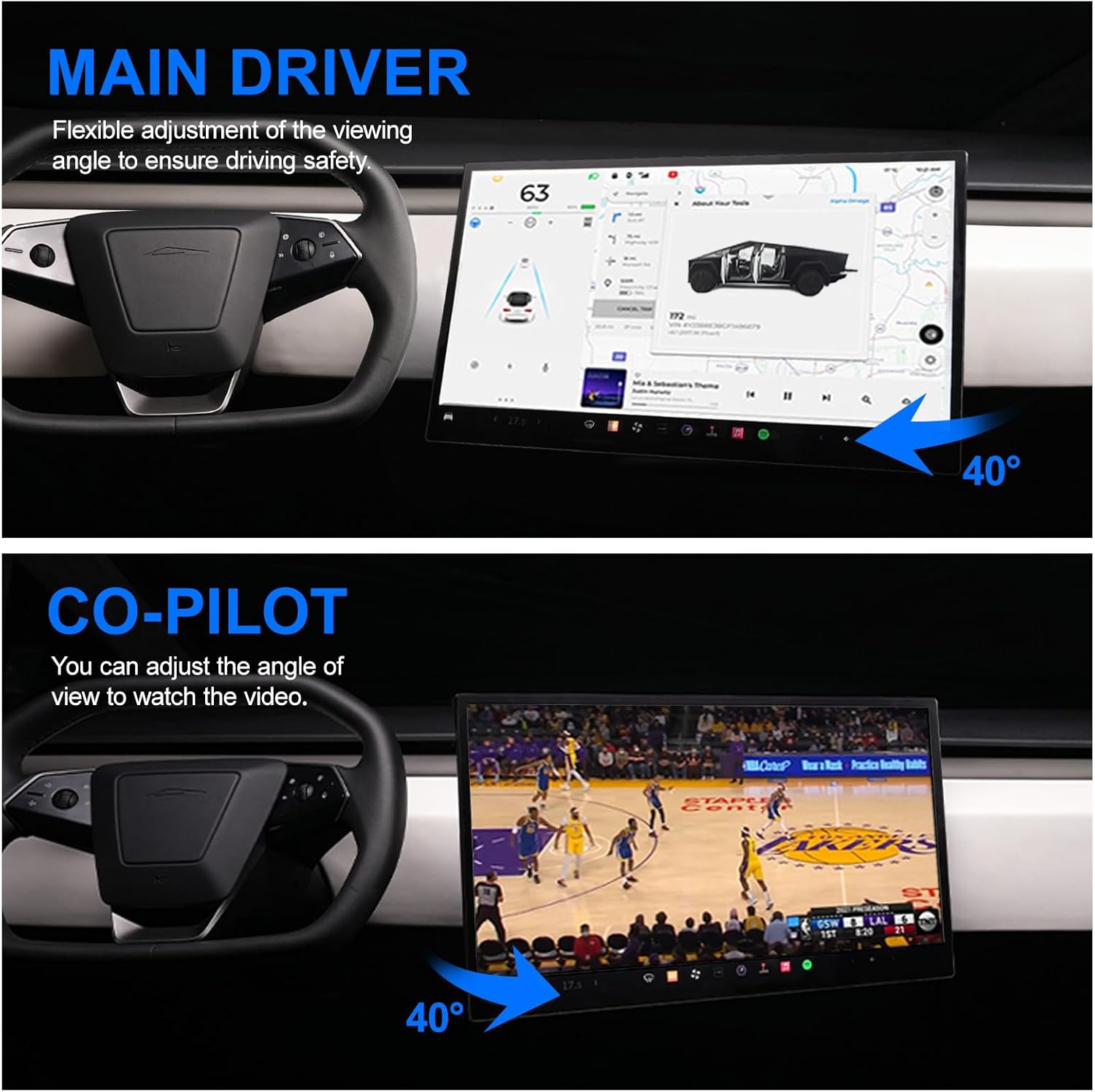 ELECFRESH Screen Swivel Mount Fit for Tesla Cybertruck, Screen Rotating Bracket (A)