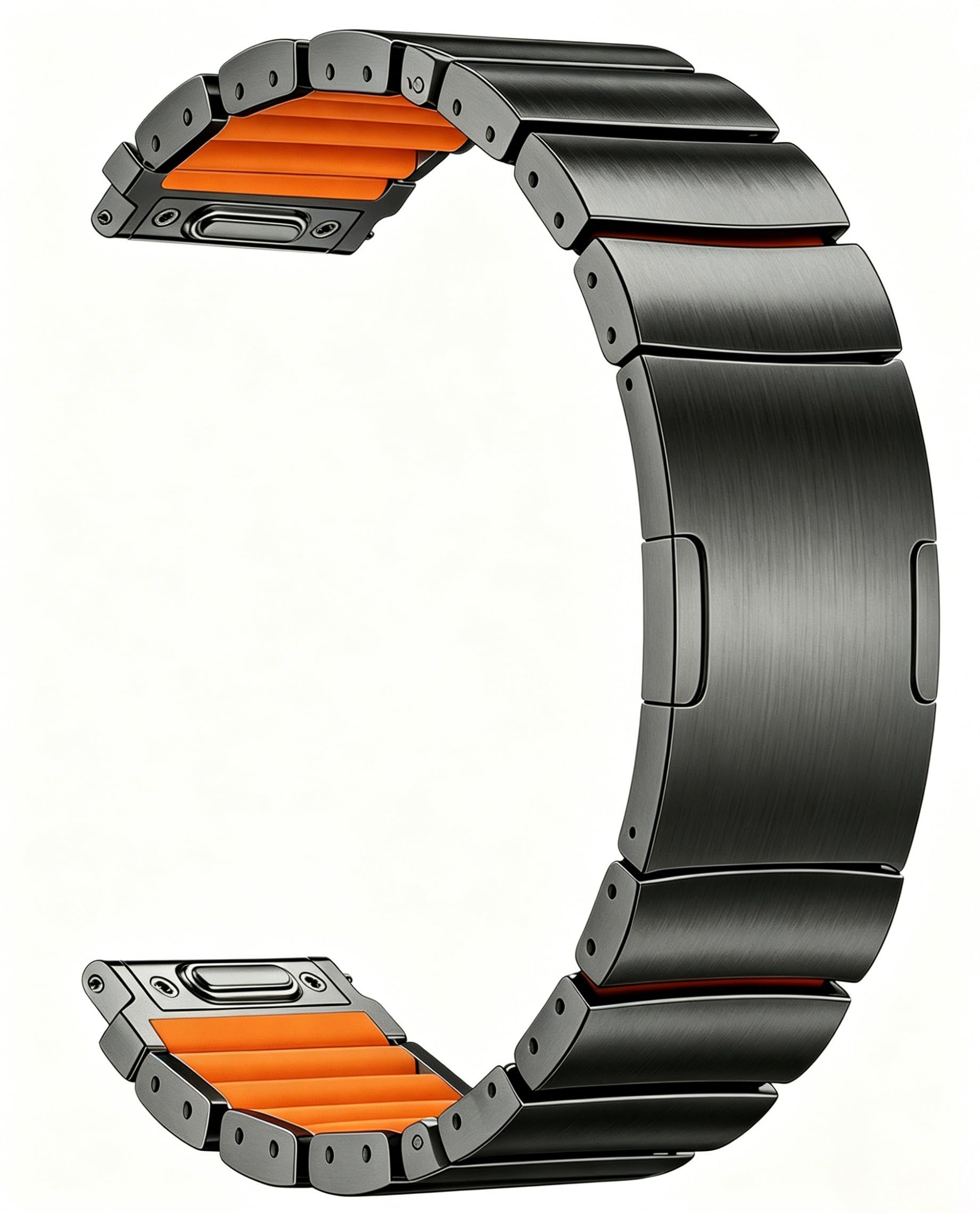 Cinturino Titanio 22mm, Rivestito Silicone, DLC, HID | Bracciale Leggero, Antigraffio DLC, Chiusura Nascosta, per Galaxy Watch 46mm, HUAWEI GT6 46mm, Garmin Forerunner 47mm