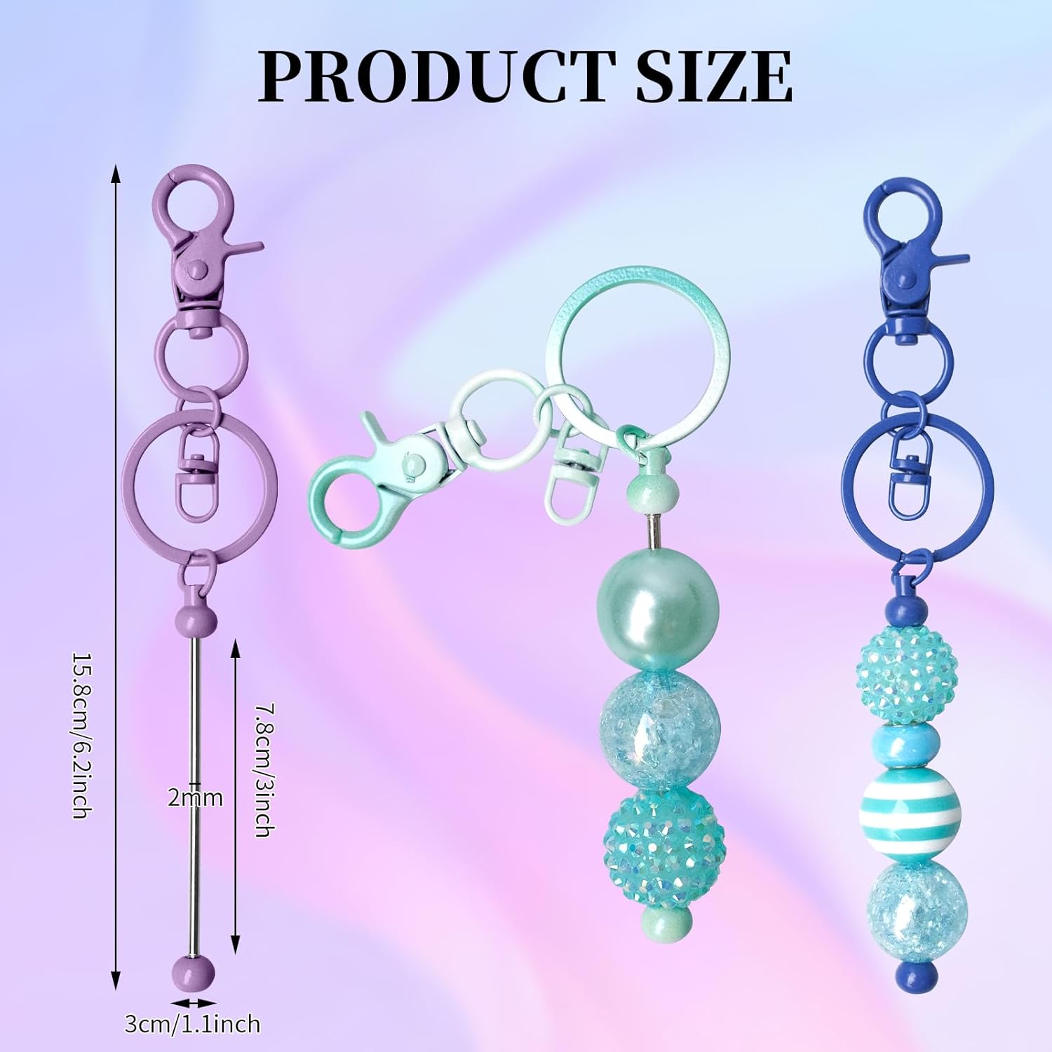 84 Pcs Beadable Keychains Bars Resealable Pouch Bag and Thank You Cards Set DIY Multicolor Blank Beadable Keychains Bulk Keychain Bars Making Kit for Handmade Making Decoration Supplies - Image 2