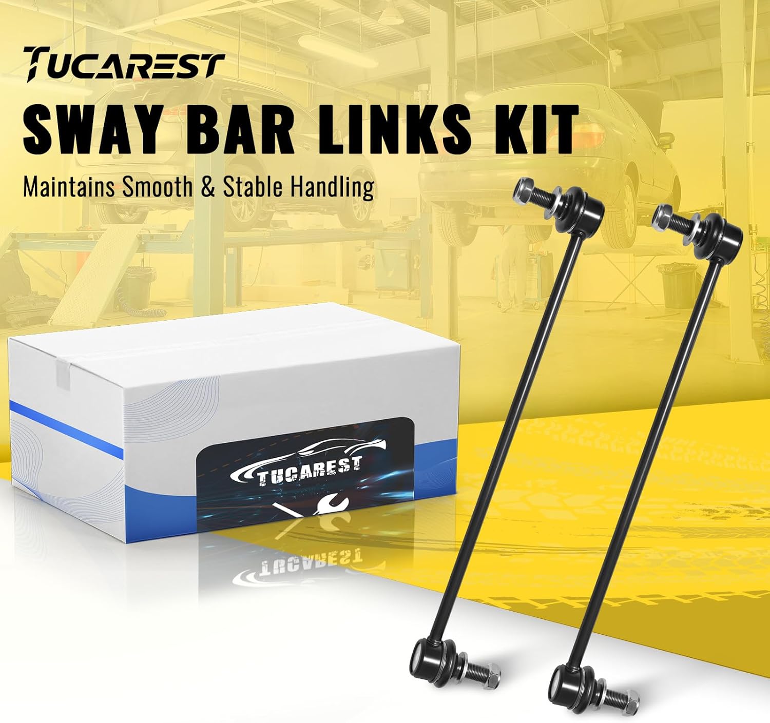 TUCAREST Front Sway Bar Stabilizer Link 2Pcs K750043 Compatible With 11-16 Sc-ion tC,08-15 xB [11-17 Le-xus CT200h,15-19 NX300h] 16-19 To-yota Mirai,10-15 Prius 06-18 RAV4 [# 48820-47020]