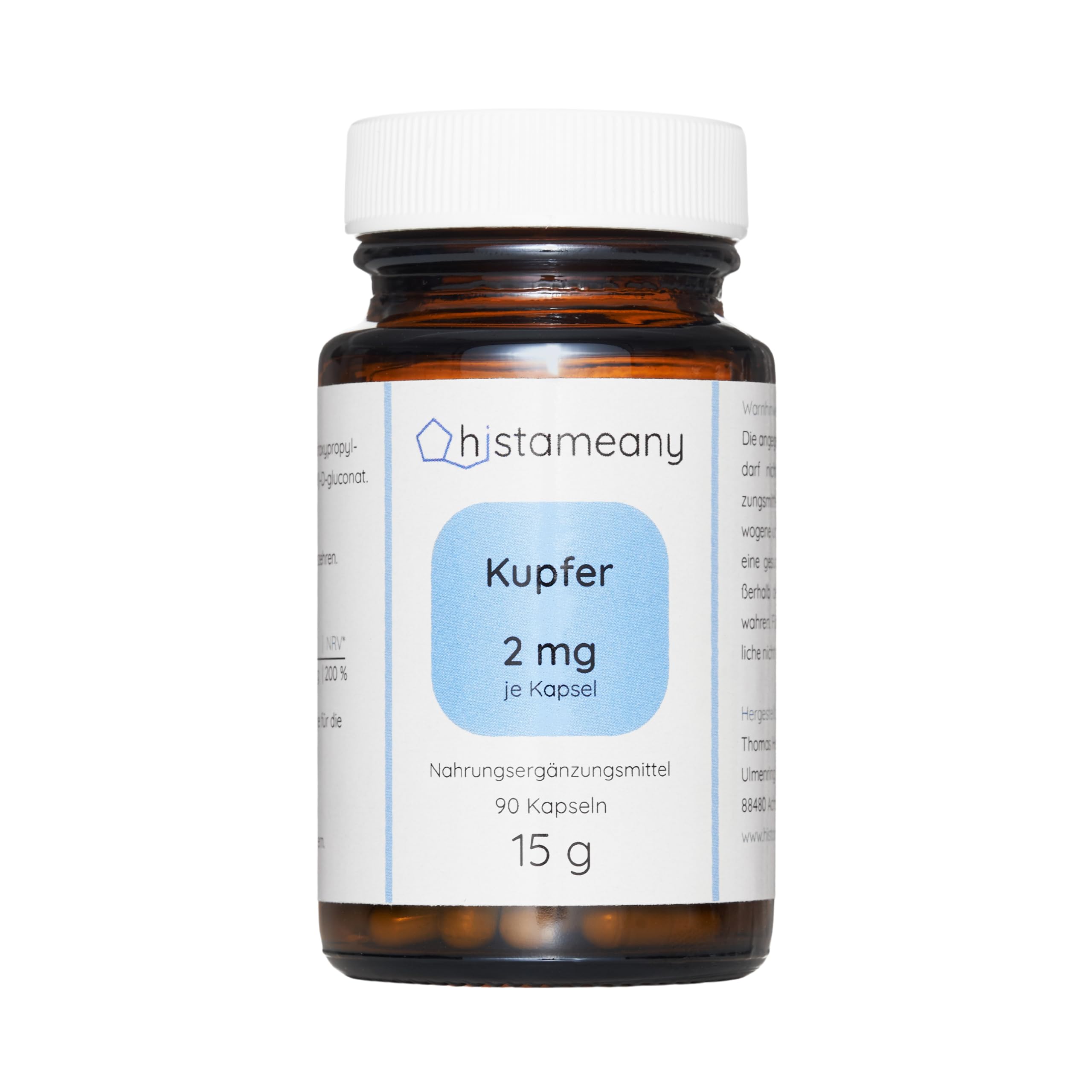 Kupfer ohne Zusatzstoffe, als Kupfergluconat, 120 Kapseln (26 g)