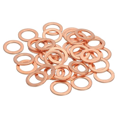 MECCANIXITY 58Pcs Arandela Plana, Kit de Surtido de Arandelas de Cobre M8, Anillo de Sellado de Cobre, Arandela de Compresión, 8mm ID, 12mm OD, 1mm