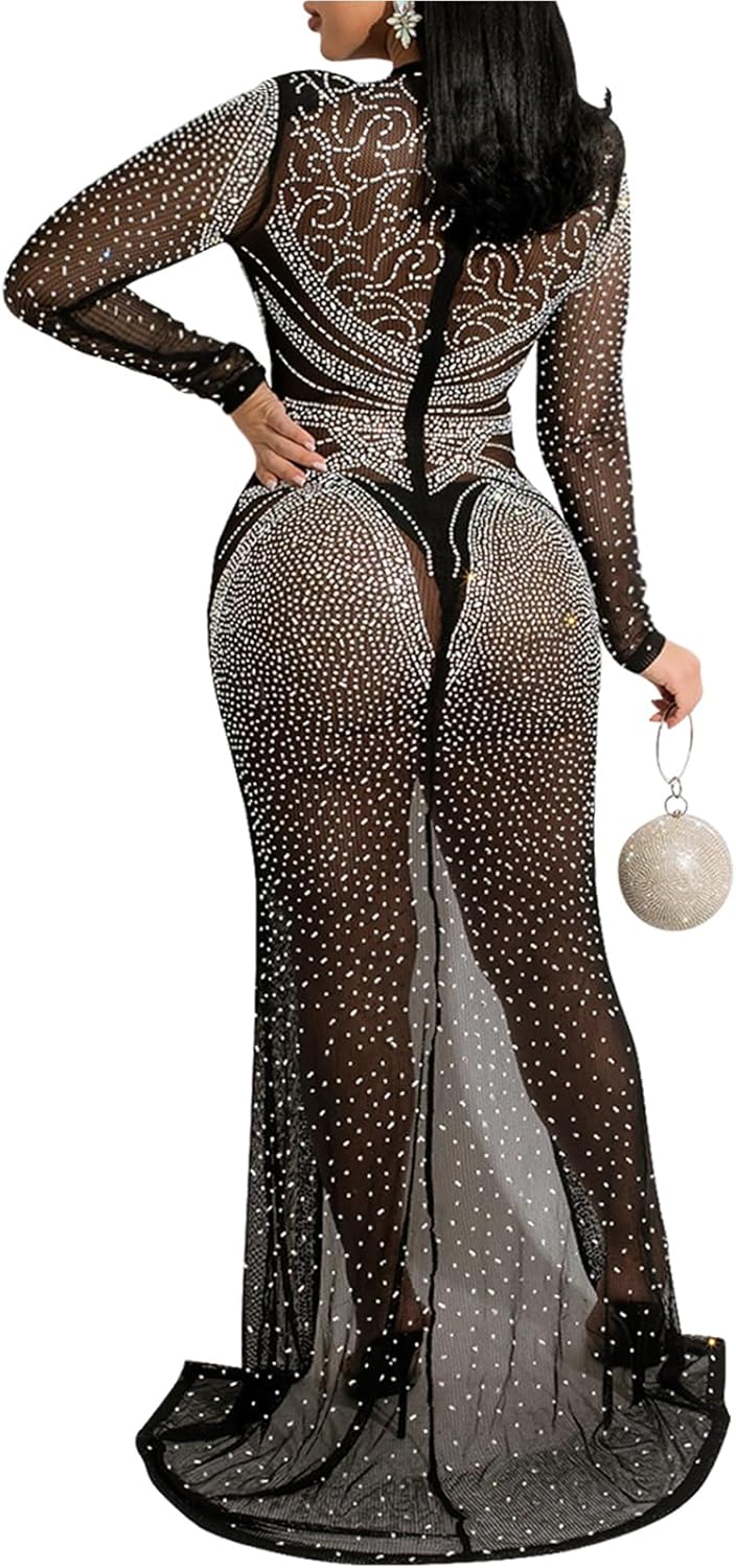 Nagfar Women Rhinestone and Sequin Birthday Party Sexy Club Night Out Holiday New Years Formal Dress - Image 2