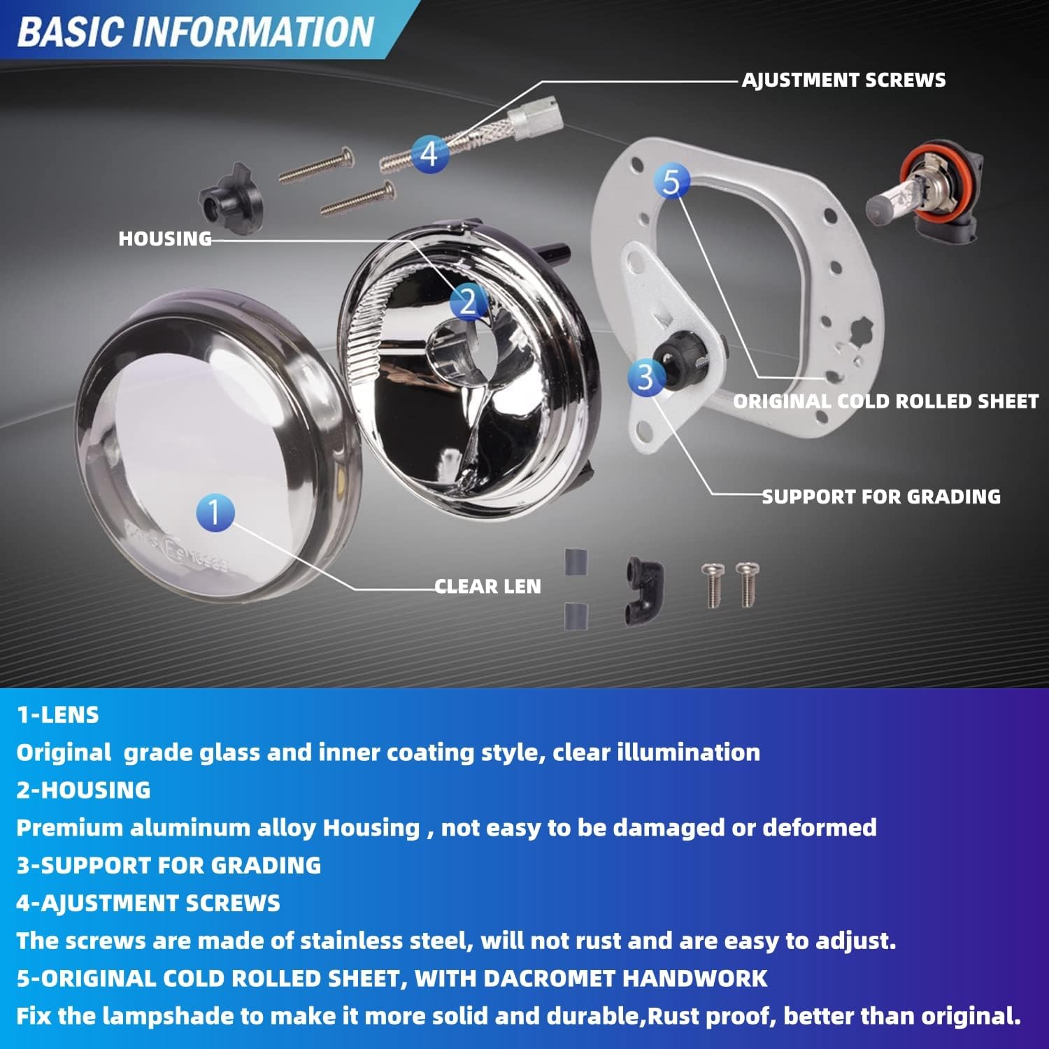 Fog Lights for Mercedes Benz C250 C300 C350 CL550 CL600 CLK350 ML320 ML450 ML550 R350 SLK300 SLK350 C63 CL63 CL65 CLK55 CLK63 ML63 SL63 SL65 SLK55 AMG, W204 W216 C209 1 pair (Clear Lens)