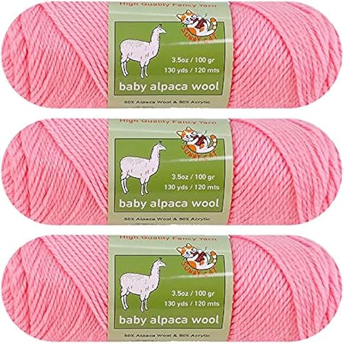 Miniatura 4 de Hilo de mezcla de lana de alpaca para bebé, peso peinado, 3 madejas (3.53 ozcada una) Art Crafts Crochet and Knitting Sunny Cat Premium Brand (06