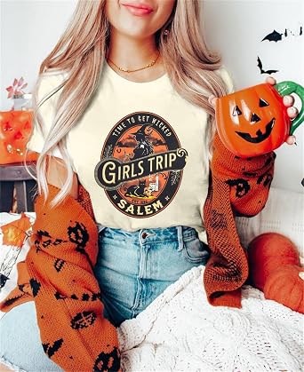 Halloween Shirt Salem Witch Shirt: Women Girls Trip Salem Tshirt Funny Halloween Tees