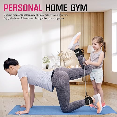 Miniatura 4 de Bandas de resistencia con puños, bandas de tobillo para entrenamiento, equipo de fitness en casa para piernas y glúteos, bandas de ejercicio para