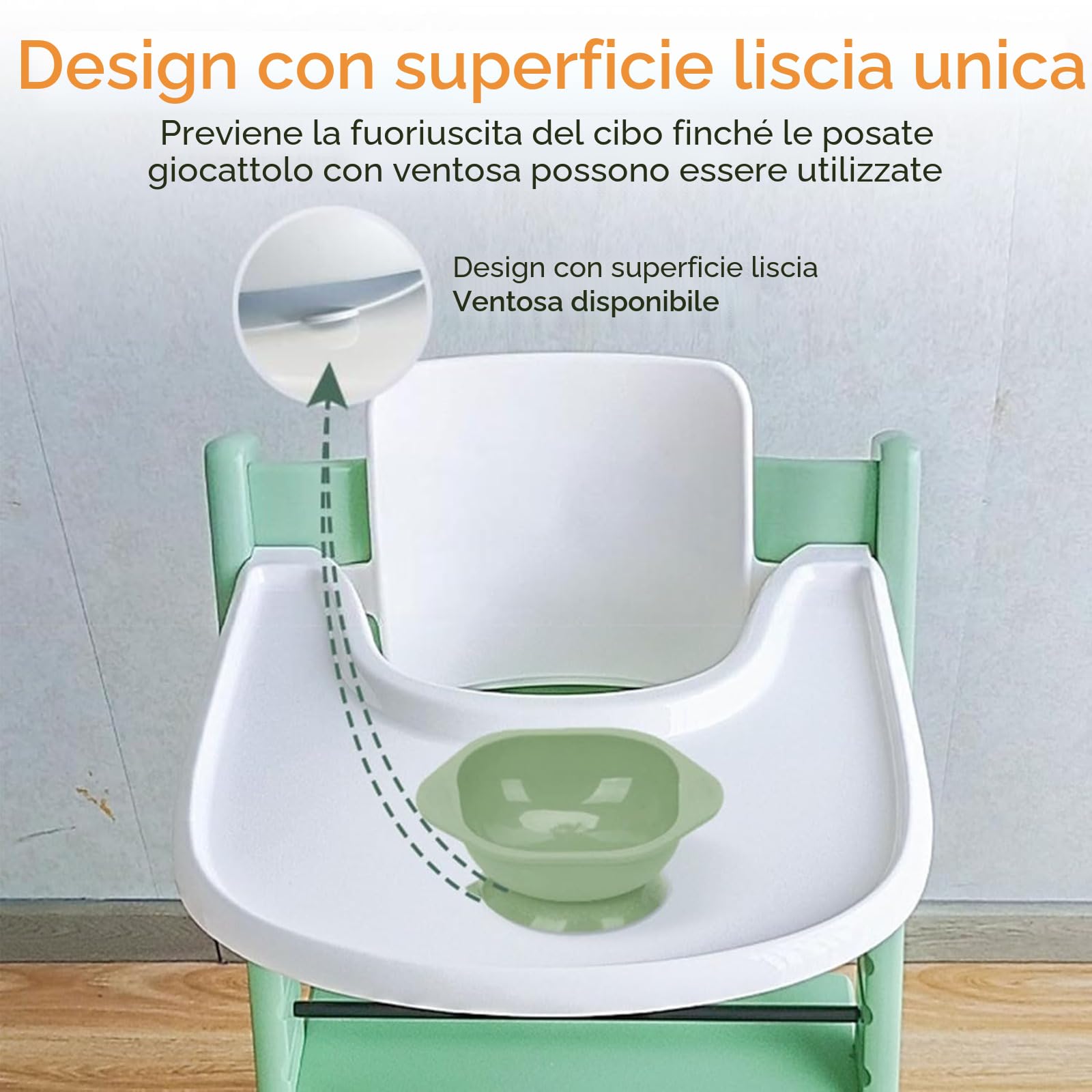 Vassoio per seggiolone Stokke Tripp Trapp, vassoio per seggiolone, set da tavola per seggiolone in PP, accessori per seggiolone, 42 x 42 cm (bianco)