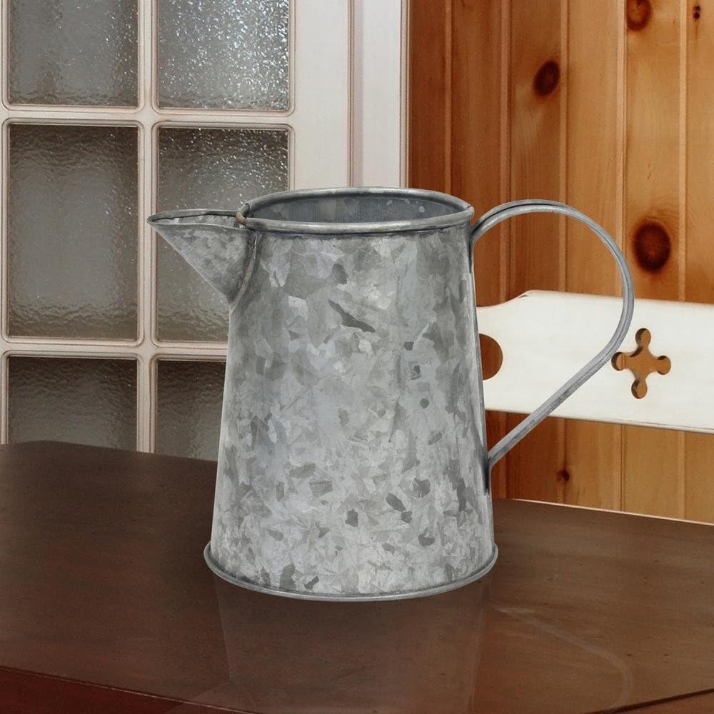 Stonebriar SB-5918A Small Country Rustic Galvanized Metal Pitcher with Handle, 5 inch