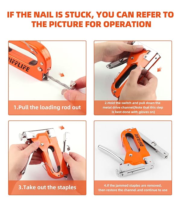 DIFFLIFE Heavy Duty 4-in-1 Manual Brad Nailer with 2400 Staples by DIFFLIFE - Used condition - Image 4