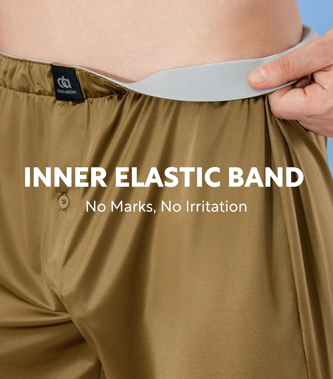 DAVID ARCHY Stretch Satin Boxers for Men, Silk Feeling Boxer Shorts, Breathable Loose Men's Underwear for Sleep 3 Pack - Image 4