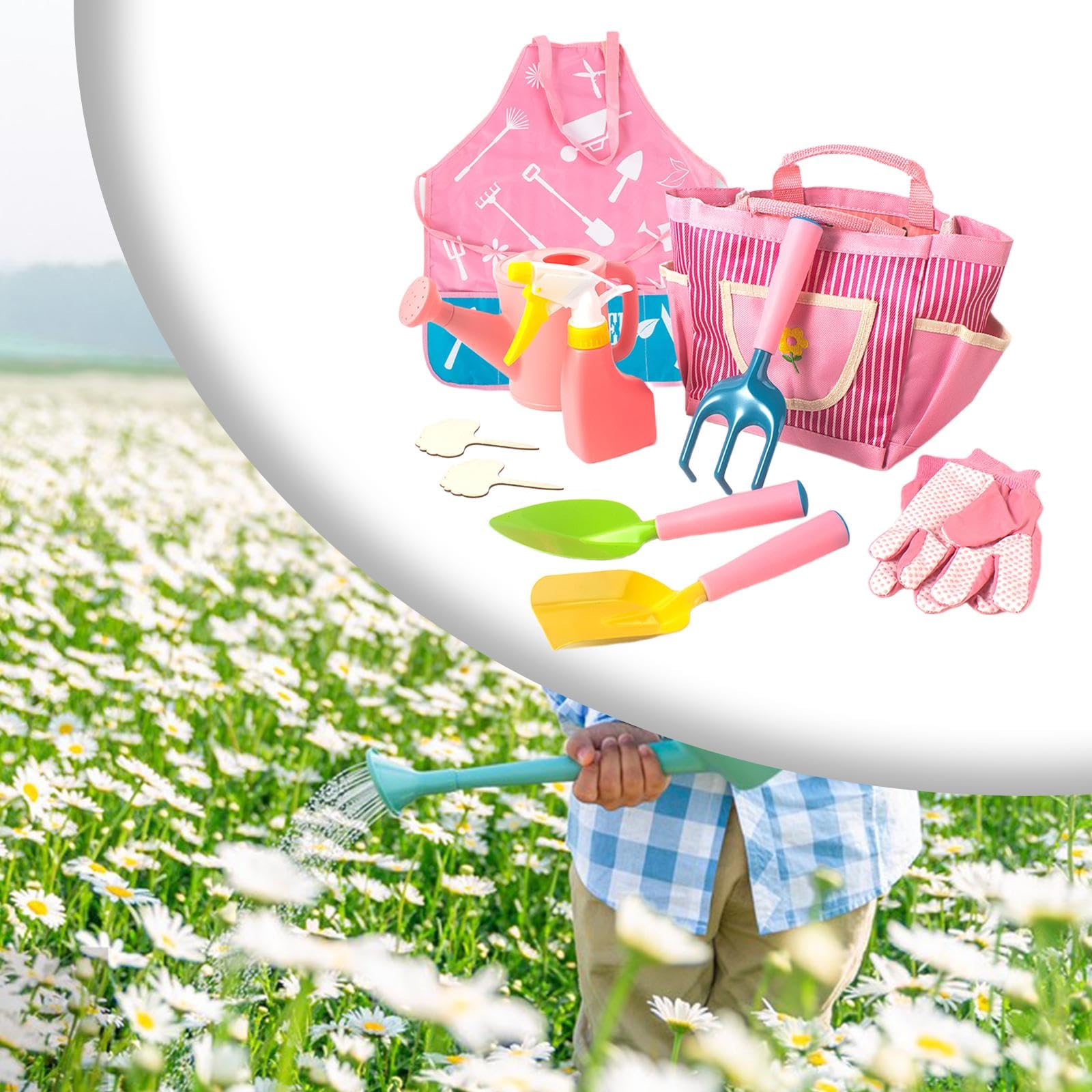 Generic Kids Gardening Tool Set,Garden Beach Sand Tools,Rake Gifts Pointed Spade Plant Tools Set,for Outdoor Children Kids Boys, 10 Pieces in 1 Set