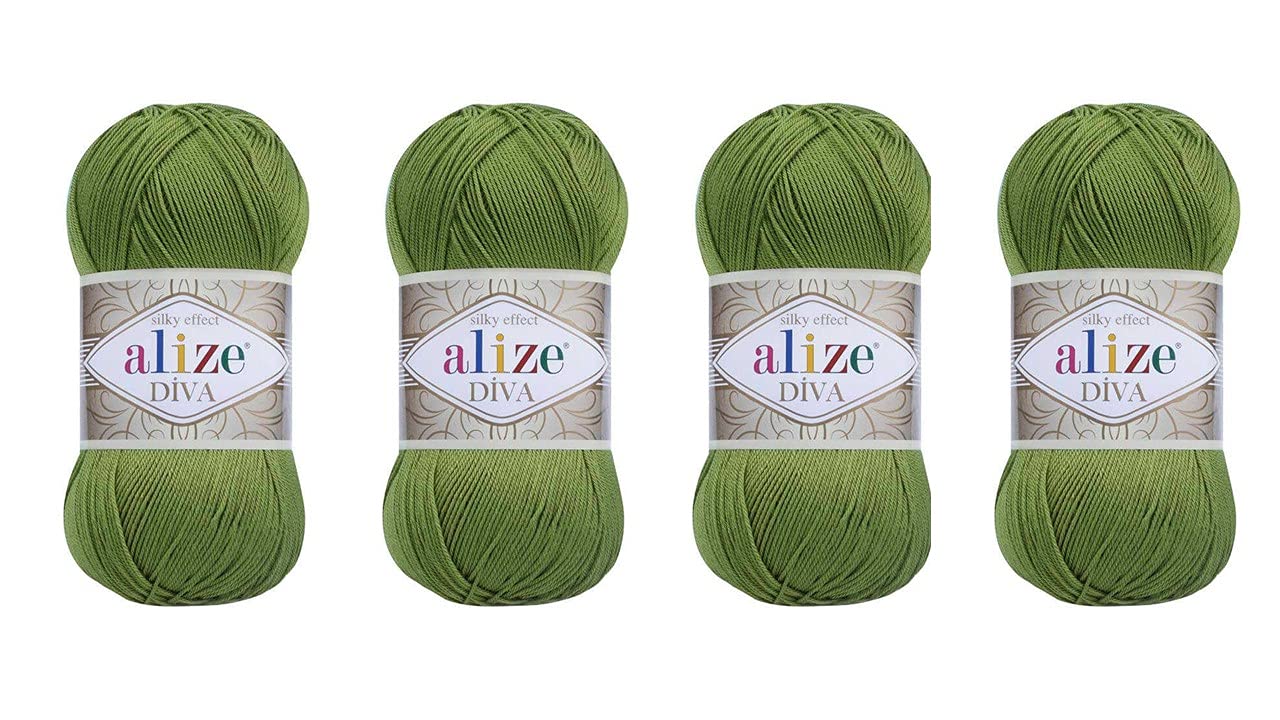 Hand Knitting Yarn 100% Microfiber Acrylic Yarn Alize Diva Silk Effect Thread Crochet Art Lace Craft Lot of 4 skeins 400gr 1532yds (210)