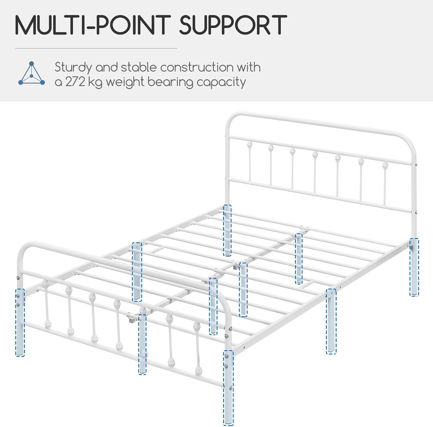 Diagram illustrating multi-point support with six legs and a 272 kg weight capacity