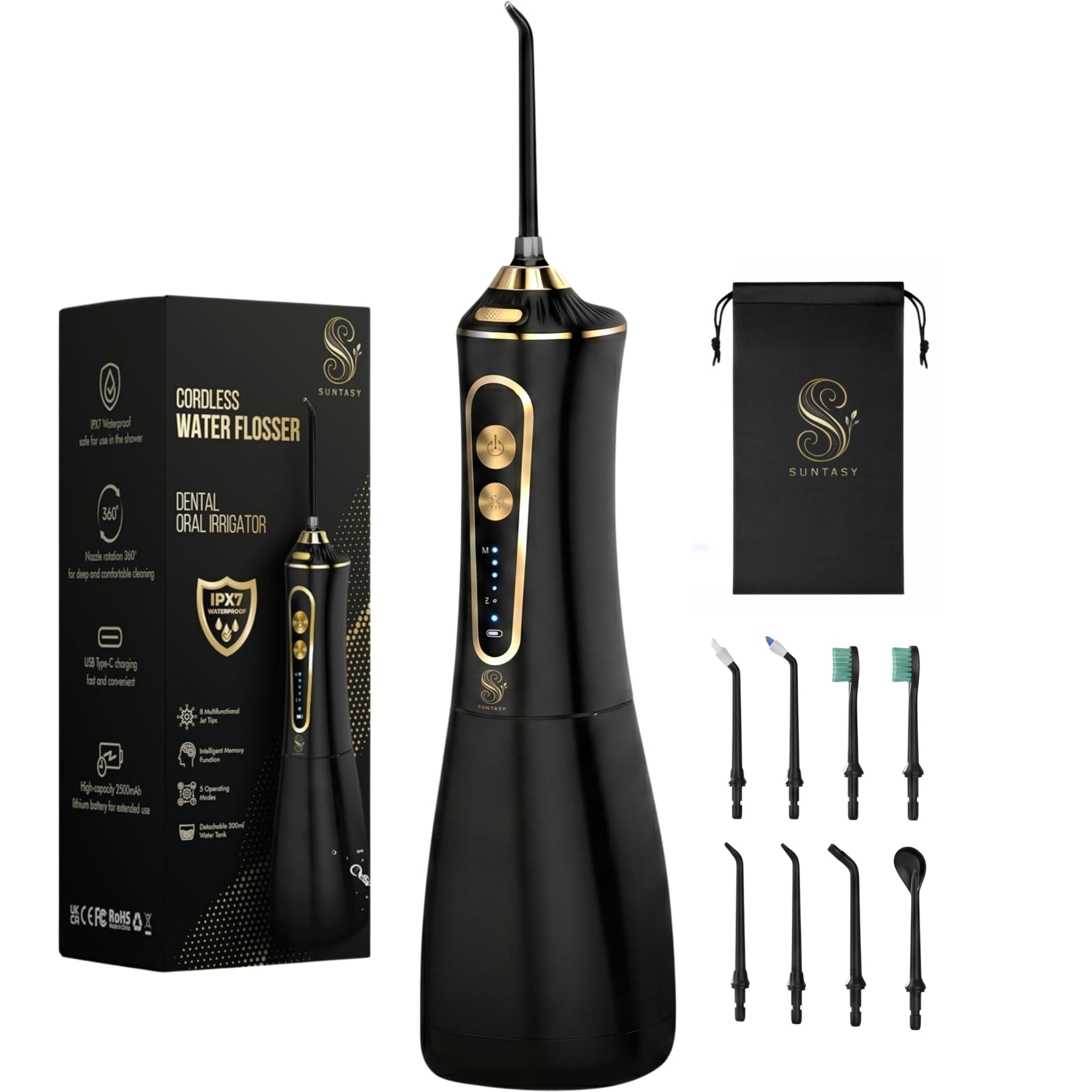 Cordless Water Flosser for Teeth, Rechargeable Oral Irrigator Jet with 5 Modes, 300ml Tank, 360° Nozzle, Plaque and Tartar Remover, Dental Flosser for Home & Travel-picture-35