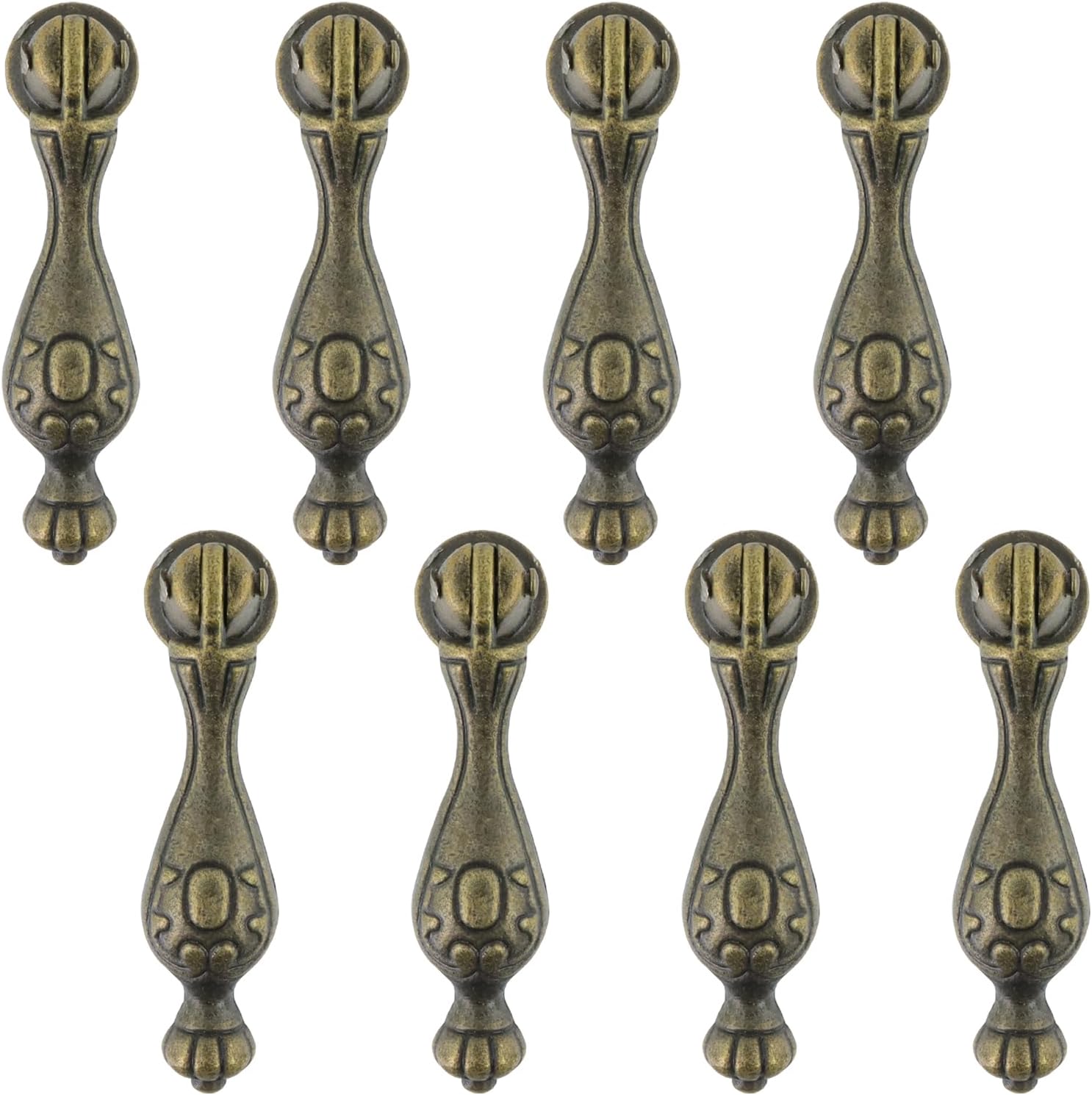 Mcredy 8 Pcs Cabinet Pulls Antique Bronze Cabinet Tear Drop Pull Handle for Door Dresser Closet, 14x60mm