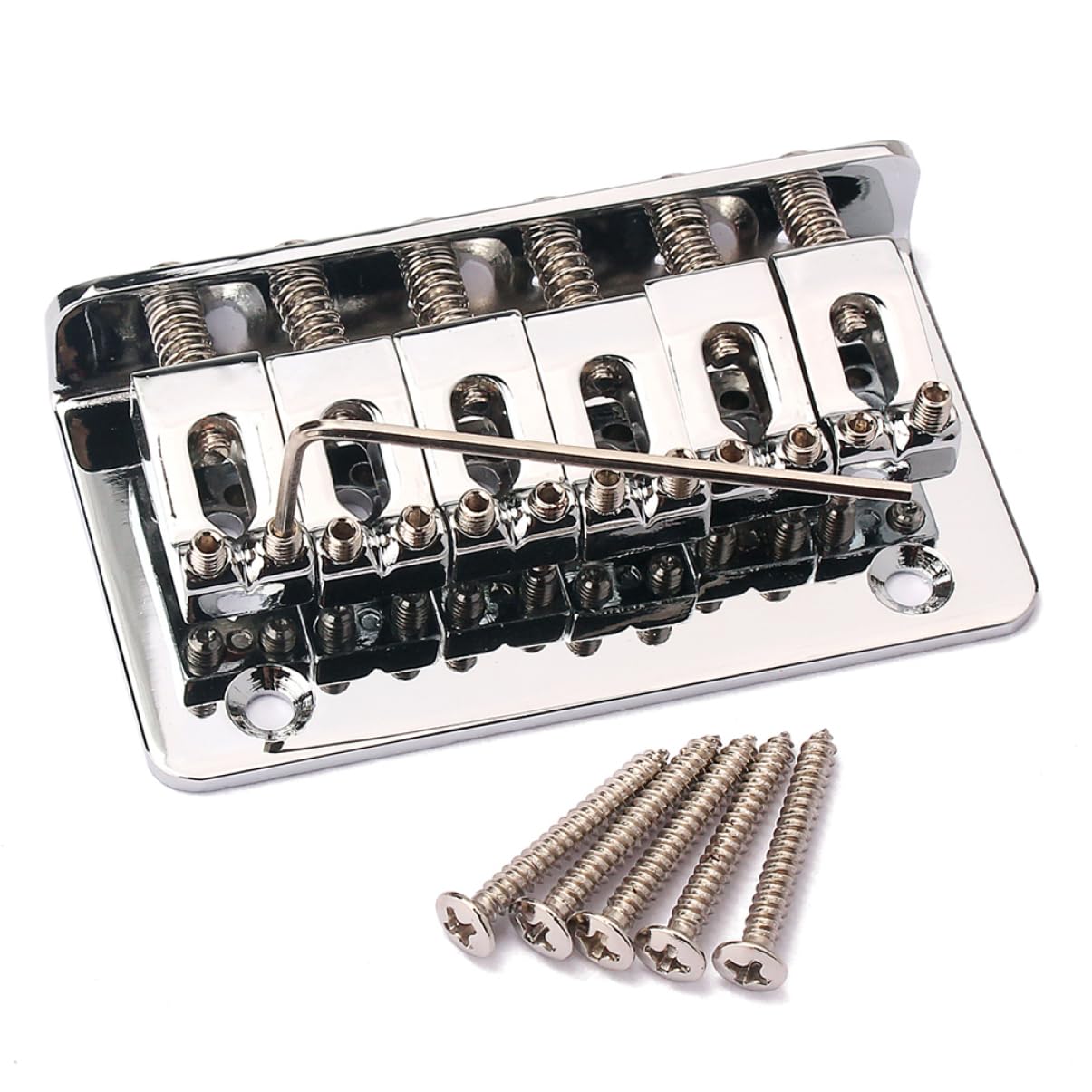 FUNOMOCYA 1Set String Saddle Bridge Strain Plate Replacement for Guitar and Ukulele Chrome Metal Bridge for Musical Instruments Easy Installation and Vintage Design