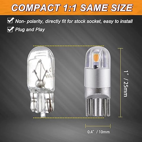 Miniatura 27 de Auxbeam 194 bombillas LED, 168 bombillas T10 W5W 6000K blanco, 3030 chips T10 2825 bombilla de repuesto para luces de matrícula, luz de mapa