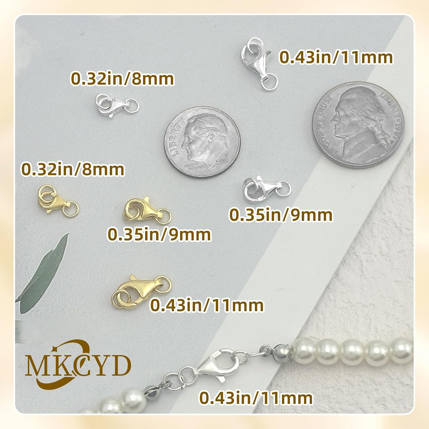 MKCYD 925 Sterling Silver Lobster Claw Clasps with 2 Closed Jump Rings, Necklace Clasp Sterling Silver Bracelet Clasps and Closures for Jewelry Making(Made in Italy)