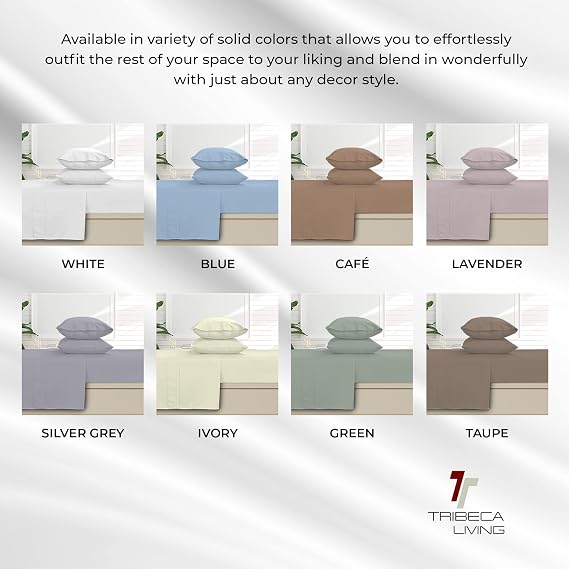 Tribeca Living Egyptian Cotton Sateen 800 Thread Count Hemstitched Deep Pocket Sheet Set Queen White