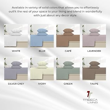 Tribeca Living Egyptian Cotton Sateen 800 Thread Count Hemstitched Deep Pocket Sheet Set Queen White
