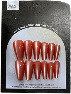 أظافر صناعية اكريليك للبنات بتصميم لامع وعاكس، مجموعة كاملة مع لاصق مزدوج الوجه من فاشونيستا، عبوة من 12 قطعة، نمط N2