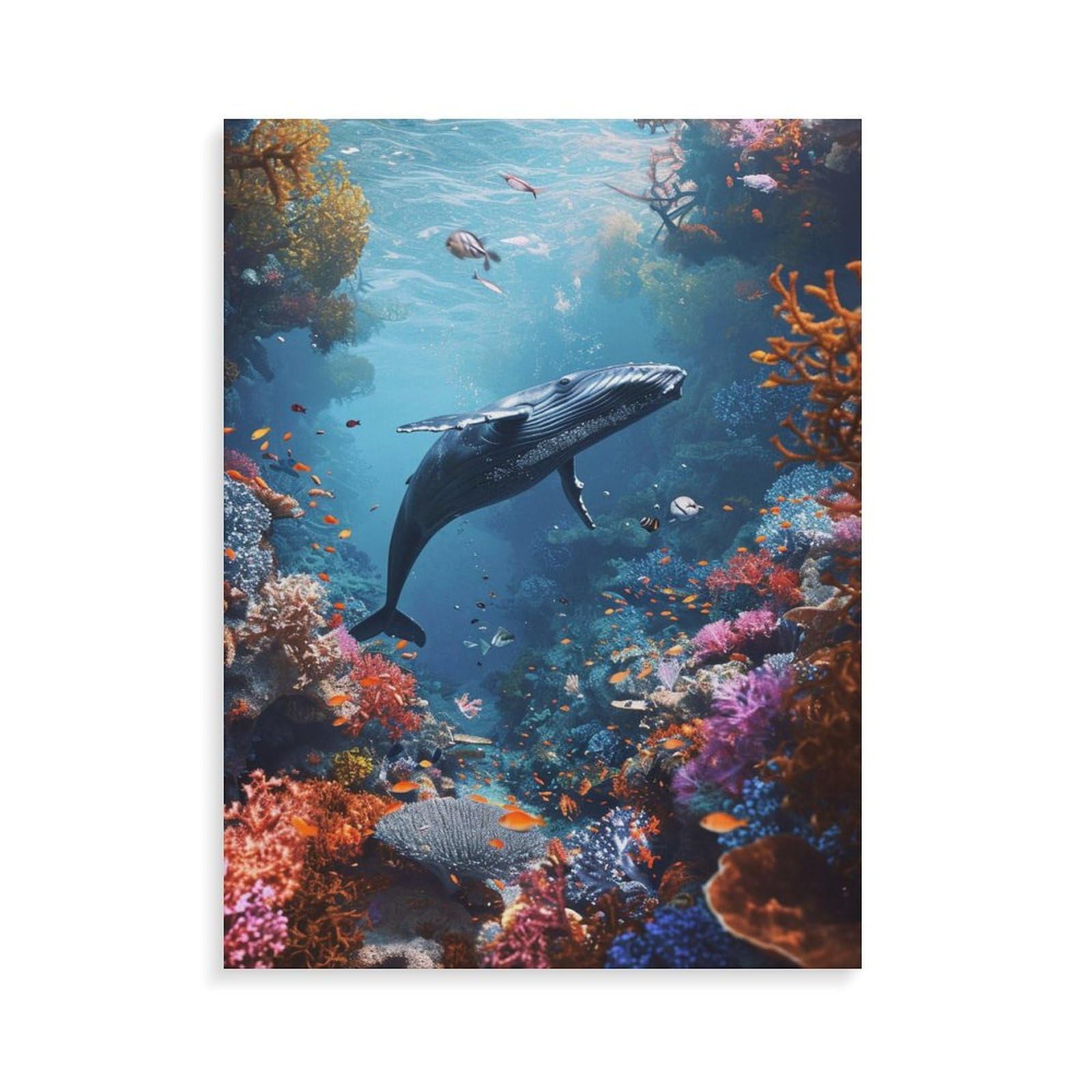 Amazon | 水中世界のクジラ 数字キットによる絵画 数字油絵 超リアルな