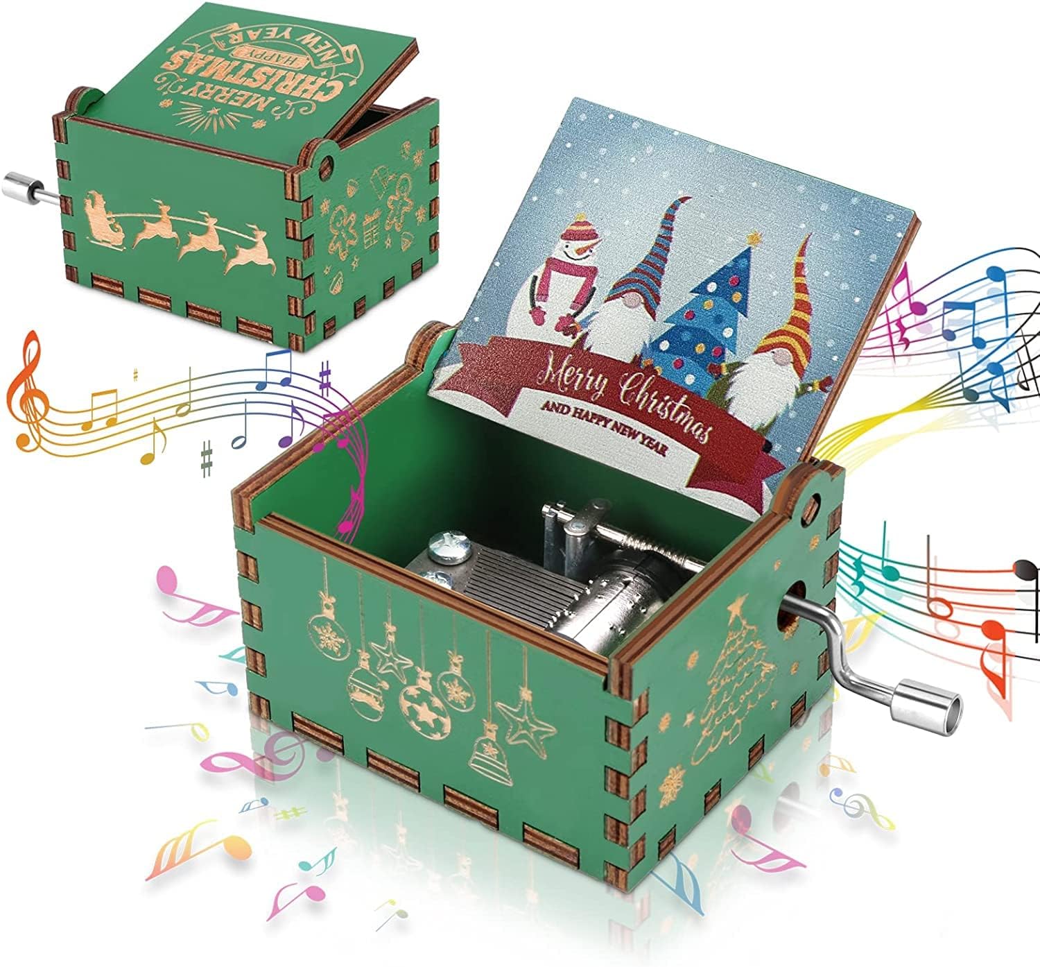 Ozzwolle Merry Christmas Music Box, Unique Cute Gnomes Xmas