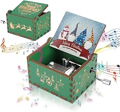 Merry Christmas Music Box, Unique Cute Gnomes Xmas Hand Crank Tune Box, Antique Engraved Wood Musical Boxes, Wooden Music Case Santa Claus New Year's Gifts for Daughter, Son, Lovers, Friends