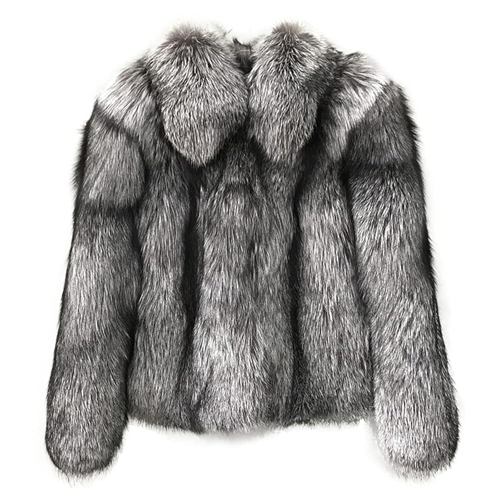 WD-041 Women's Real Silver Fox Fur Furry Fur And Long