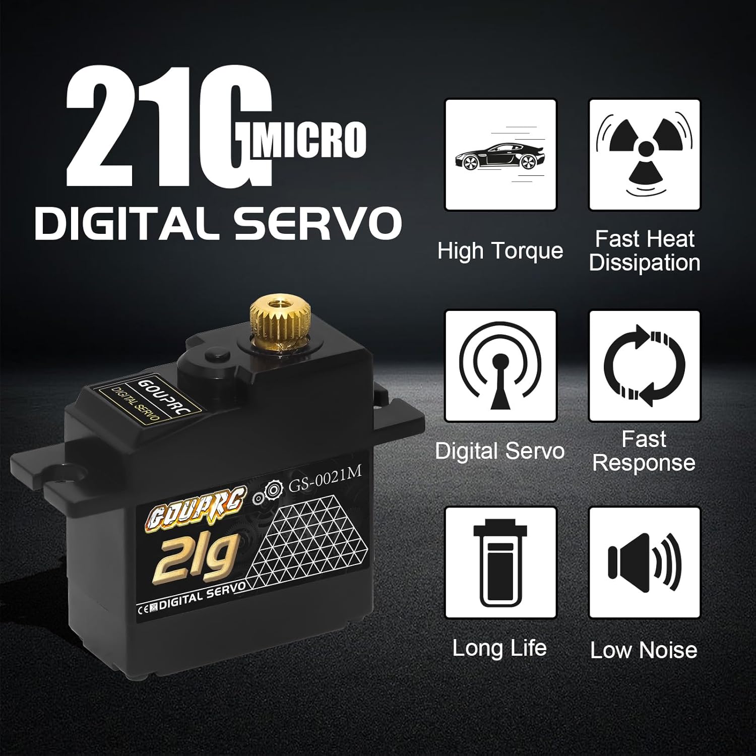 GOUPRC 21G Micro Mini Digital Servo of Metal Gears with 25T Servo Horn for 1/14 1/16 RC Crawler Car Upgrade Servo Parts Model Boat Airplane Robot (1PC)
