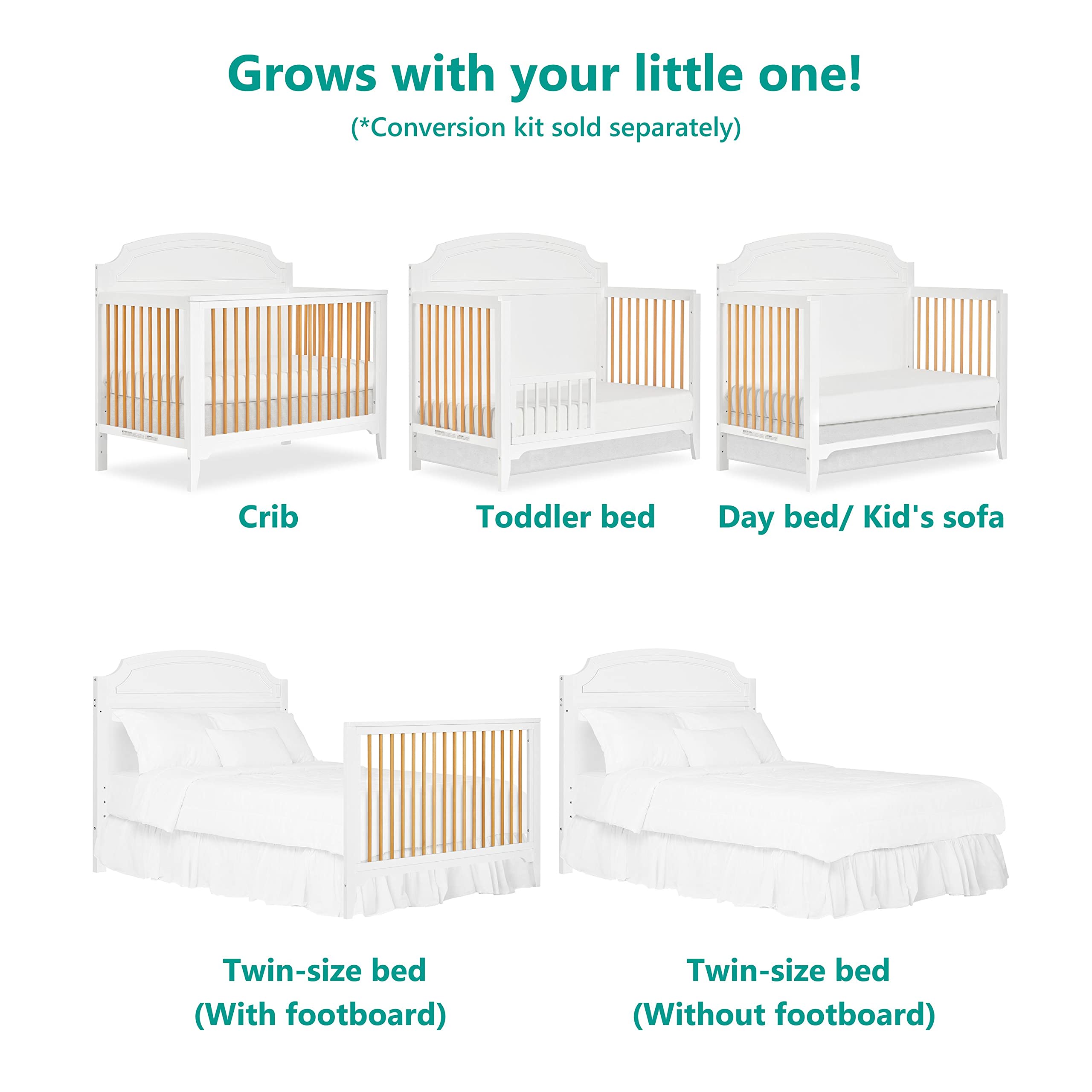 Dream On Me JPMA & Greenguard Gold Certified Milton 5 in 1 Convertible