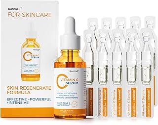Vitamin C Serum for Face, 20% Natural Vitamin C Facial Serum with Sodium Hyaluronate,Vitamin E,Anti Aging & Wrinkle Skin Face Serum for Dark Spots,All Type Skin Care 1 fl.oz+ 0.05 fl.oz x 10e