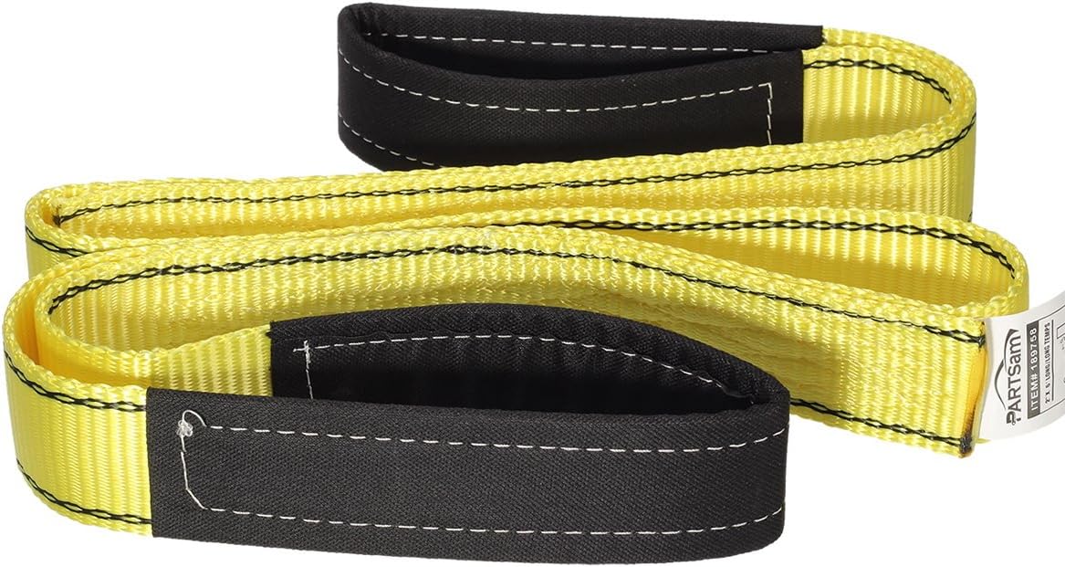 Partsam Premium Crane Towing Strap 5.5feet x 2inch Durable 3400Dtex - Heavy Duty Web Sling - Corrosion Resistance Polyester Industrial Flat Eye-Eye Ropes