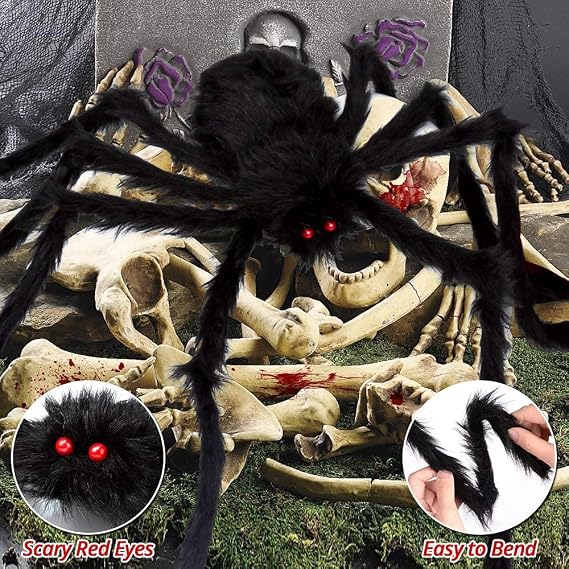 LINNIW Halloween Giant Spider Web Decorations, Giant 35in Black Spider + 200'' Triangular Giant Spider Web, Indoor Outdoor Scary Haunted House Spider Web for Halloween Outdoor Yard Decoration