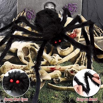 LINNIW Halloween Giant Spider Web Decorations, Giant 35in Black Spider + 200'' Triangular Giant Spider Web, Indoor Outdoor Scary Haunted House Spider Web for Halloween Outdoor Yard Decoration