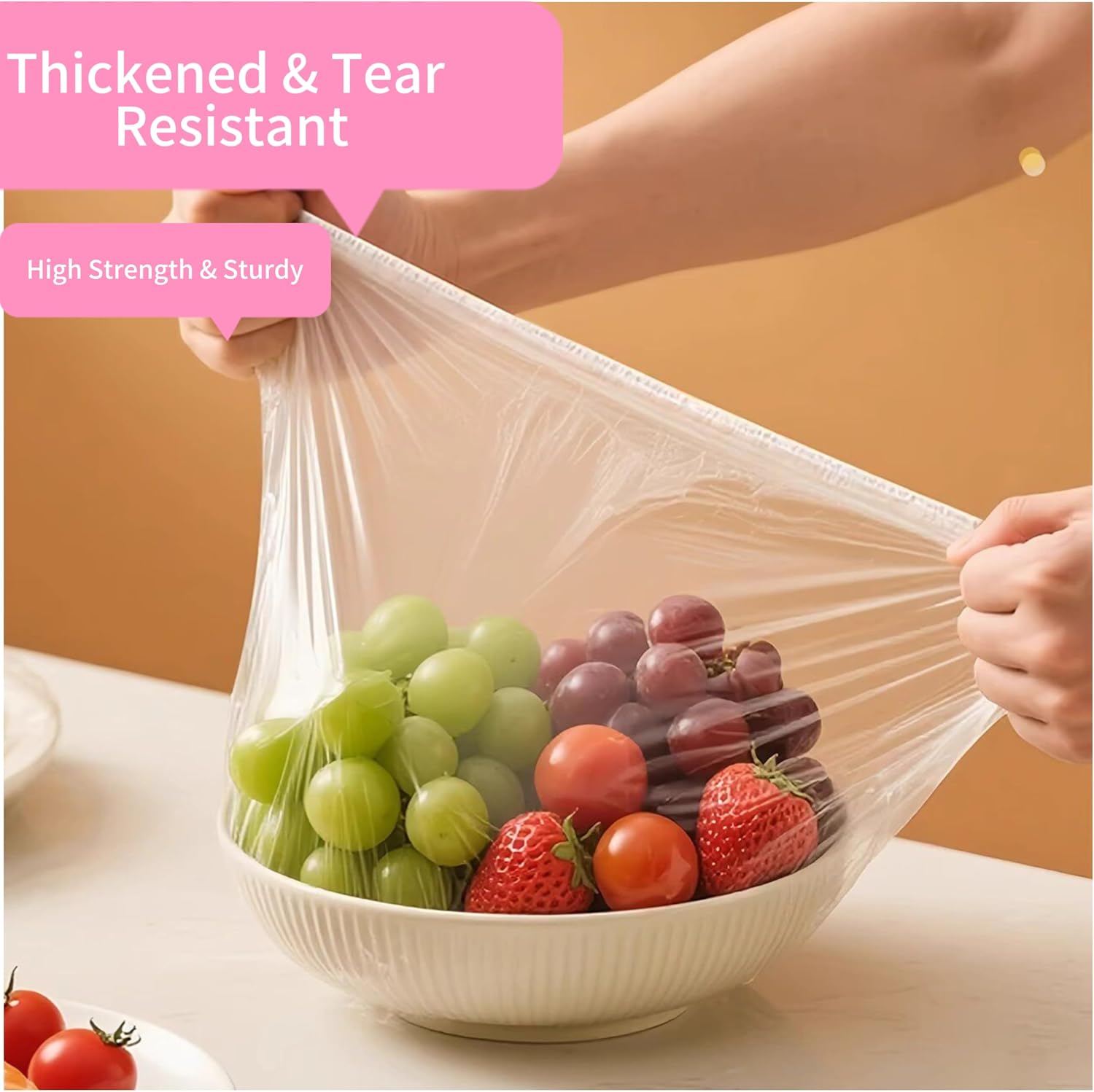 500 Pcs Elastic Bowl Covers, Reusable Plastic Food Storage Lids, Stretchable Universal Lid for Bread Dough Proofing, Fermentation, Keep Fresh, Kitchen and Outdoor Food Protection, Transparent