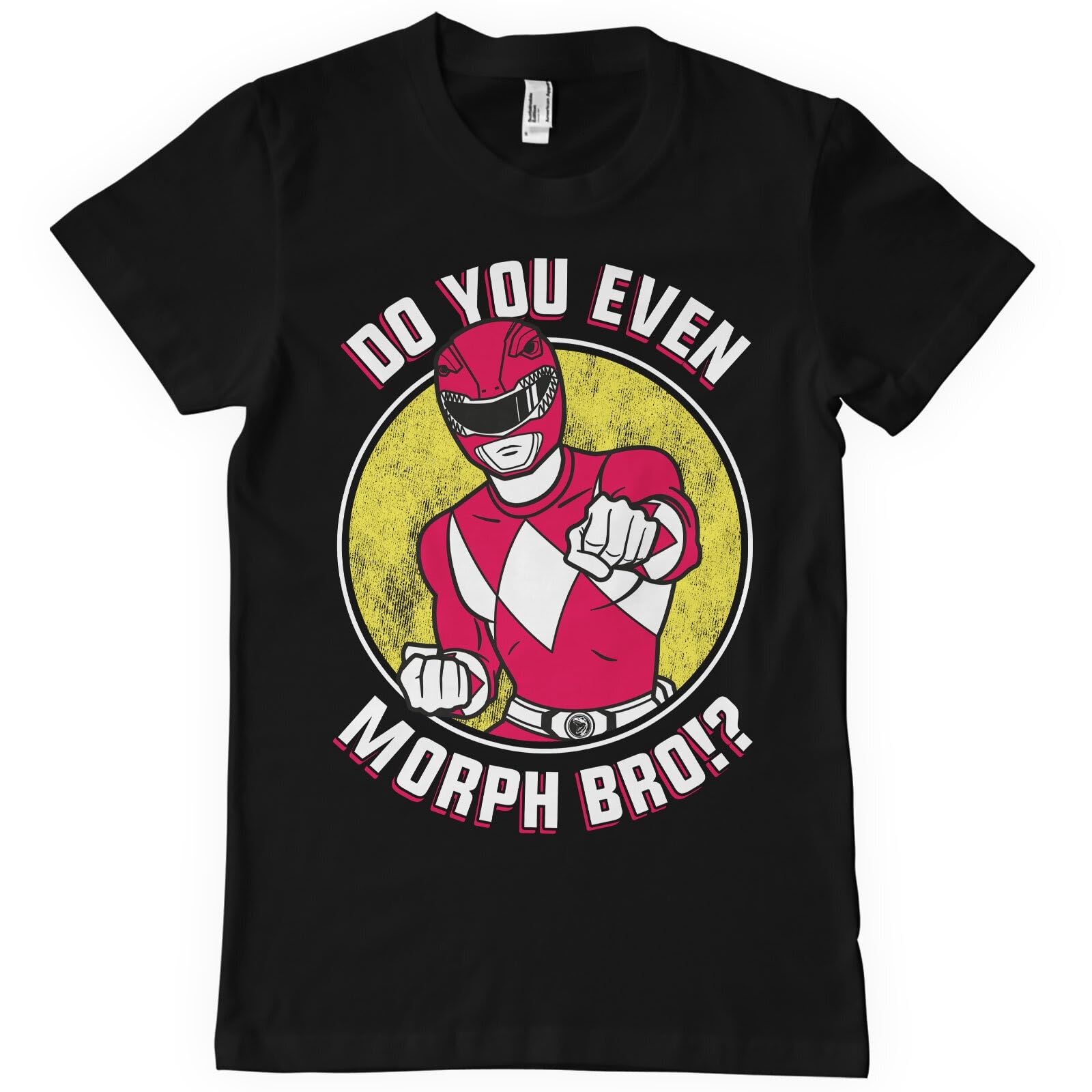 Power Rangers Officially Licensed Do You Even Morph Bro Mens T-Shirt (Black), Medium