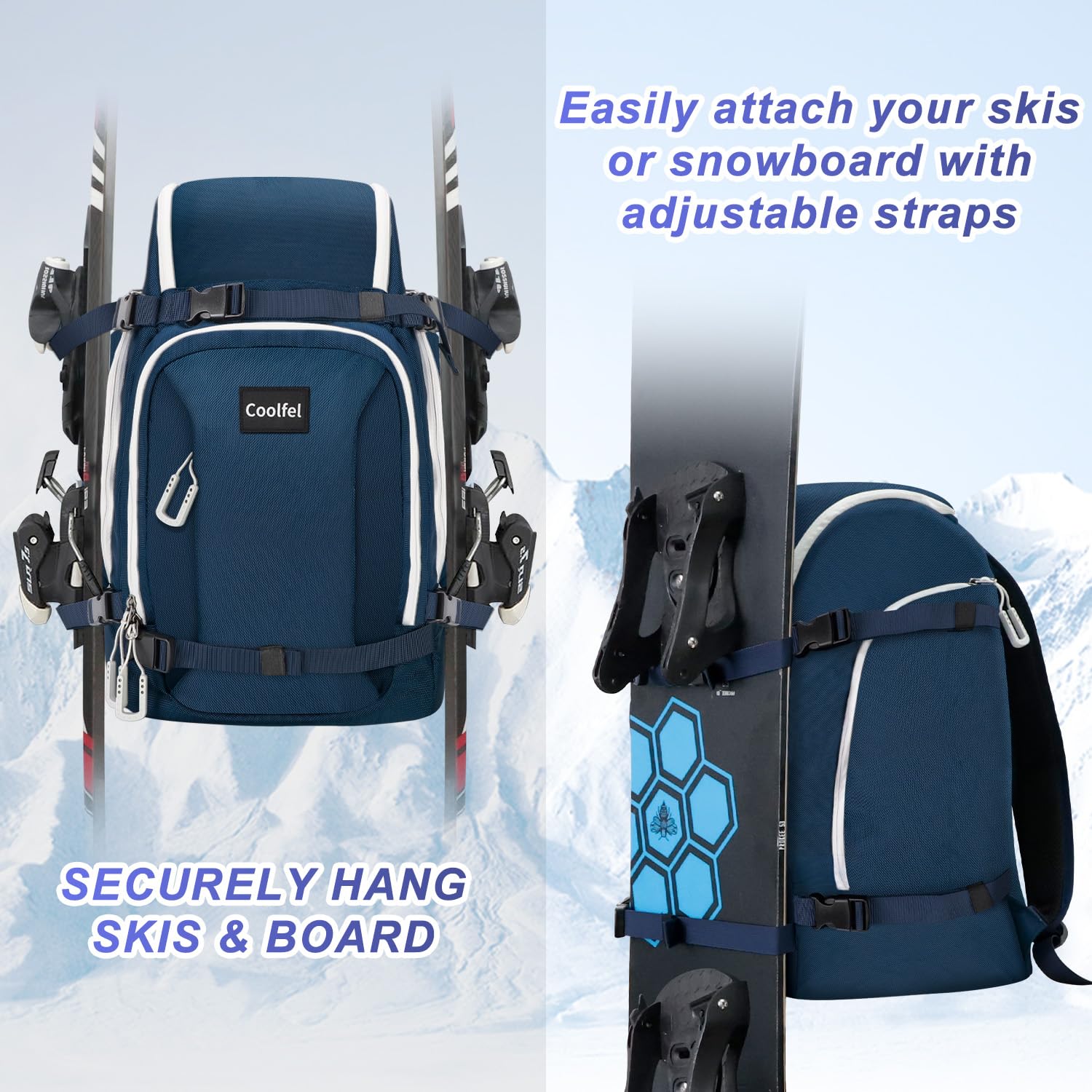 Mochila para Botas de Esquí 50L Impermeable Ligera con Compartimento para Casco
