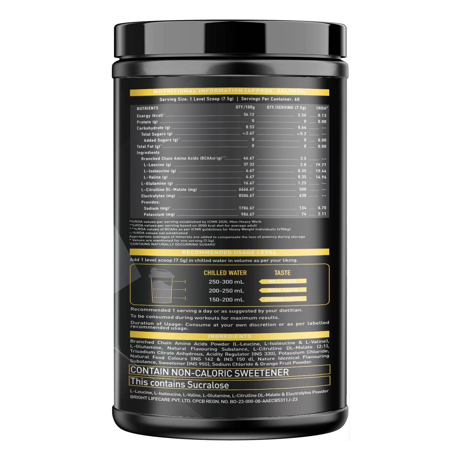 MuscleBlaze BCAA Gold 8:1:1 Powder, Watermelon (60 Servings, 450g) | With Higher Leucine, Electrolytes & Glutamine - Image 8 thumbnail