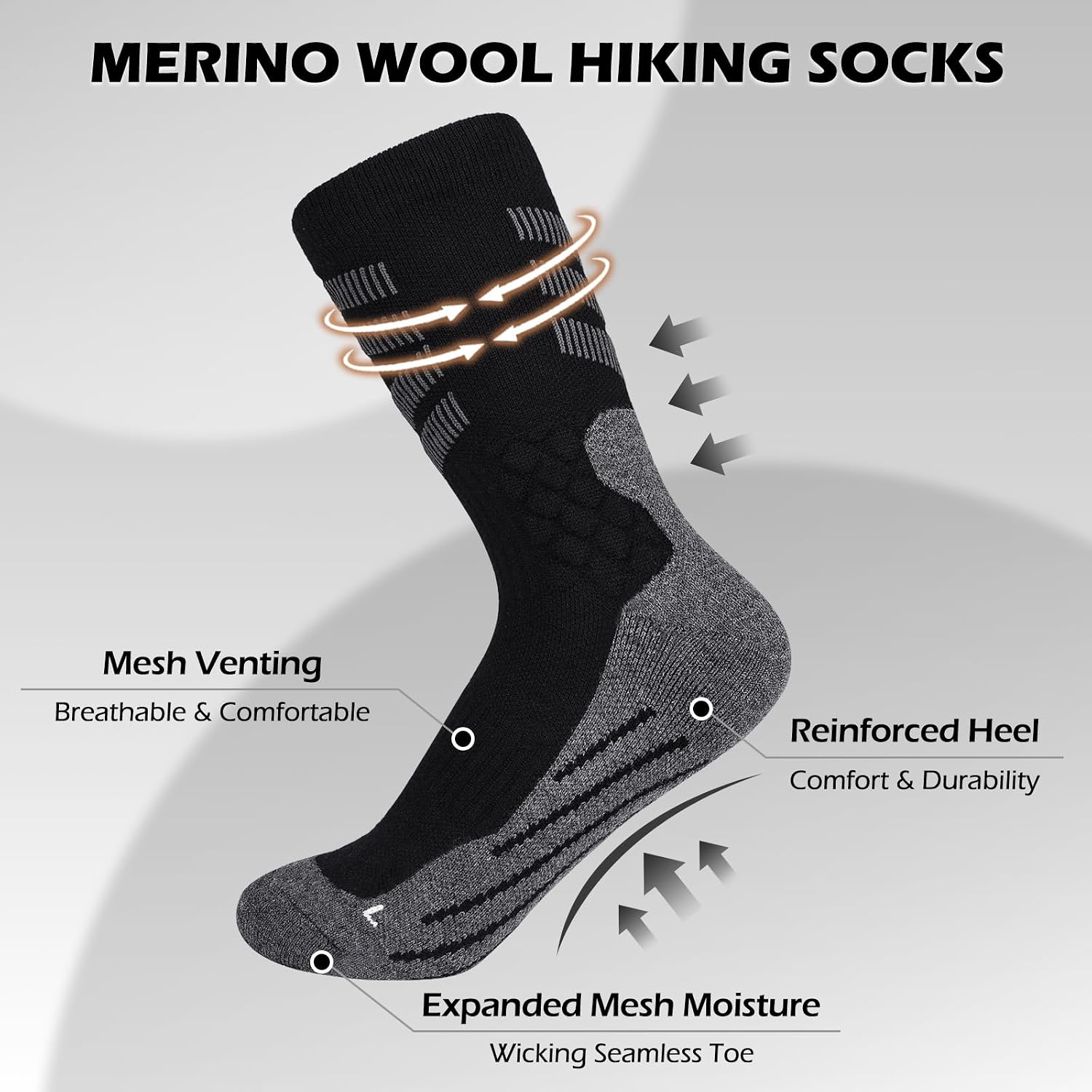 Women Hiking Crew Socks, Winter Thermal Warm, Moisture Wicking Cushioned Sole, Cozy Outdoor Boot Work Athletic