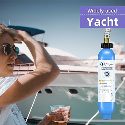 Miniatura 7 de lifeegrn Filtro de agua RV con protector de manguera, filtro de agua en línea, reduce el mal sabor, olores, cloro y sedimentos en agua potable, azul