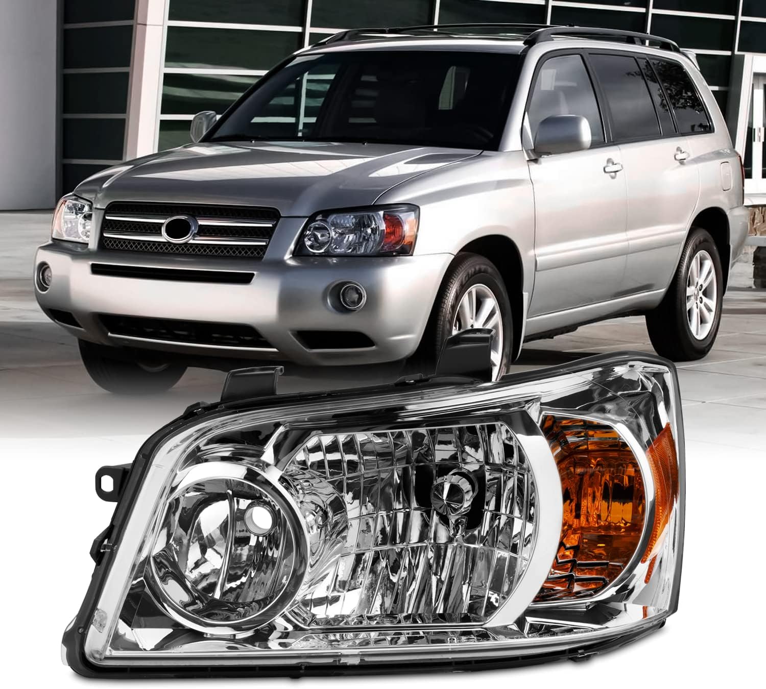AKKON - Fit 2004 2005 2006 Toyota Highlander SUV 04-06 Halogen Type Headlights OE Style Assembly Driver Left Side