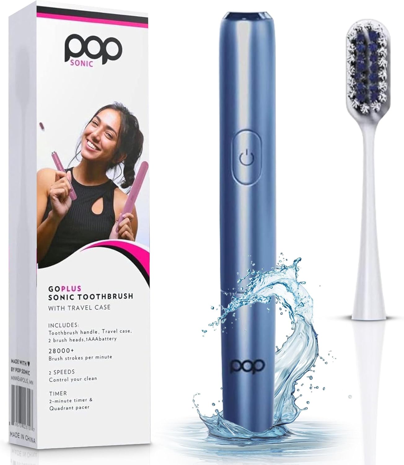 Go Plus Sonic Toothbrushes for Adults w/Electric Toothbrush Case - Electric Toothbrush for Adults & Kids - Sonic Toothbrush w/ 2 Speeds - 18000-24000 Vibrations Per Minute (Brilliant Blue)